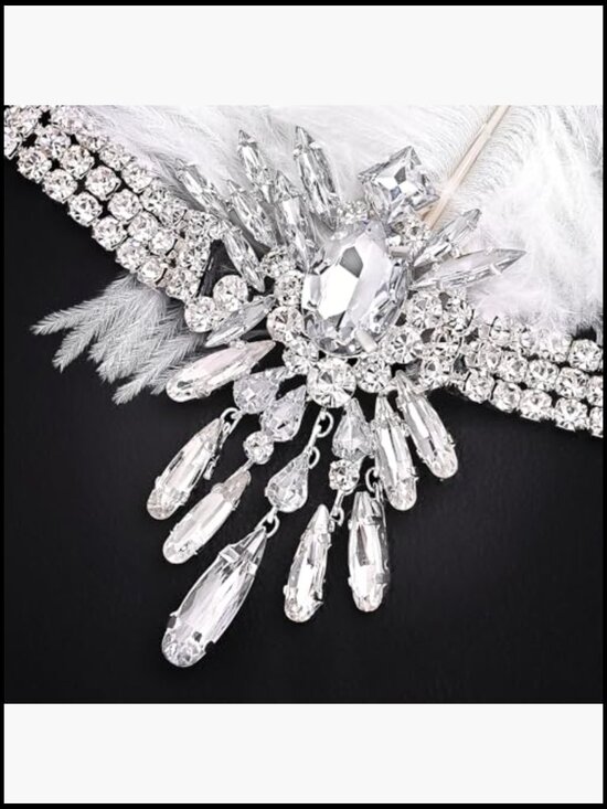 Feather Rhinestone Headband Gatsby Headpiece Roaring 20s Flapper Hair Accessory main image 6